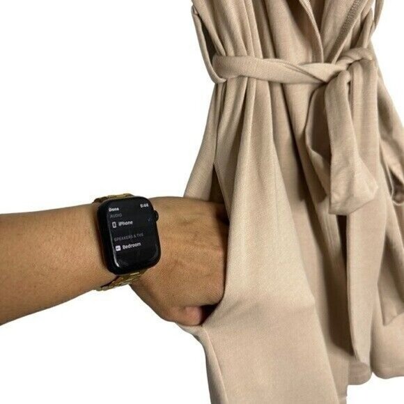 LISA Rinna Collection French Terry Duster Vest Size Small Belted Oatmeal - Picture 7 of 12